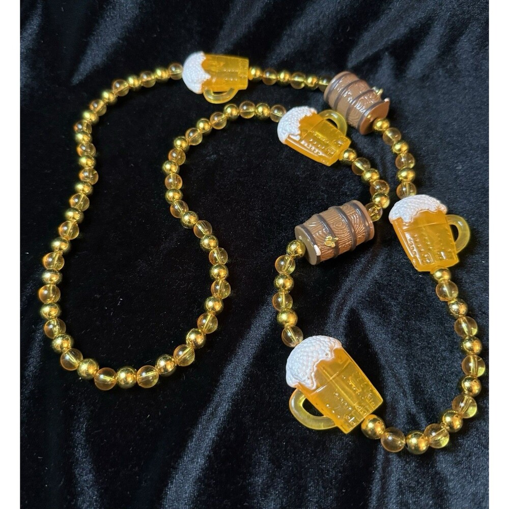 Mardi Gras Carnival Bead 20" Beer Mugs Barrel Necklace New Orleans Parade